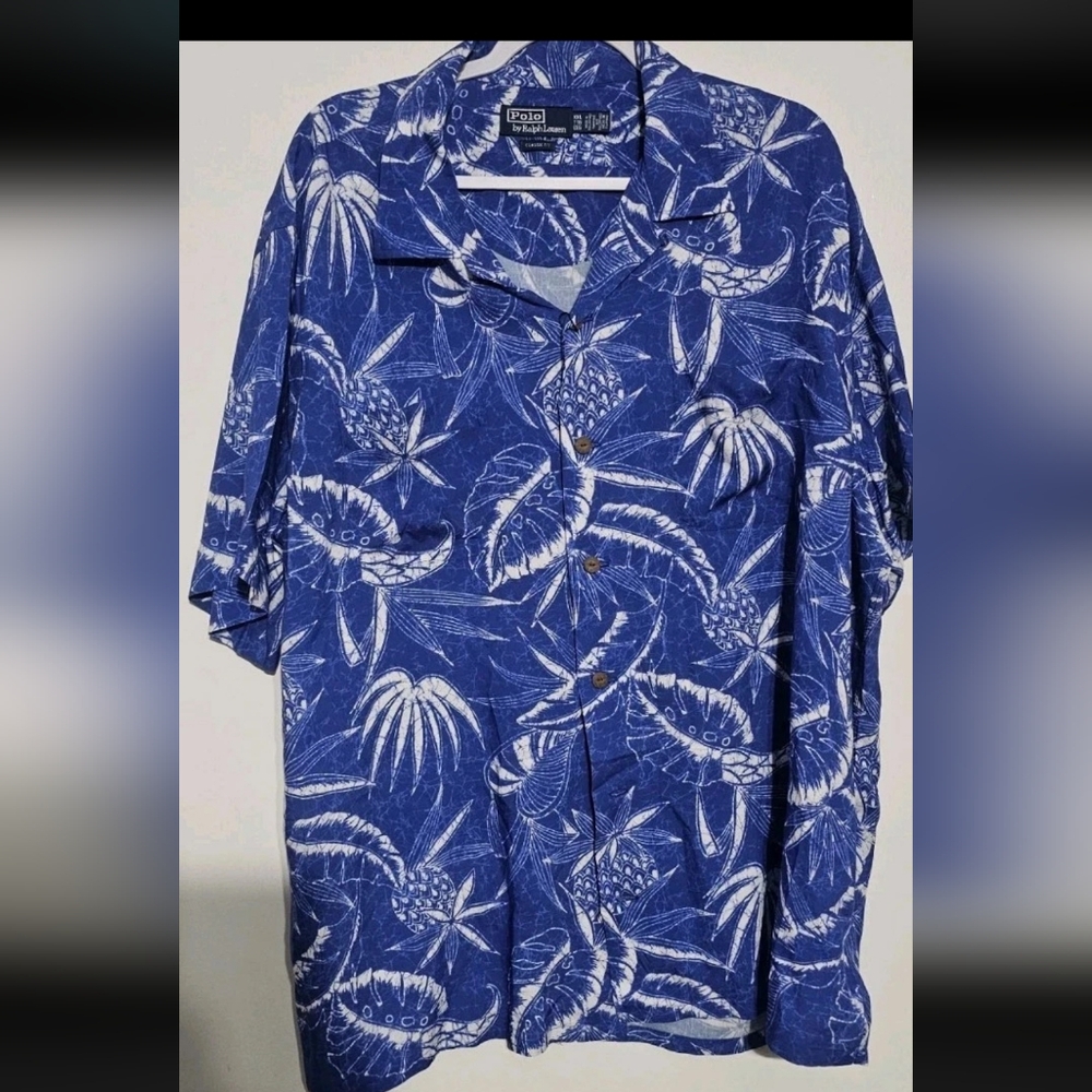 Polo Ralph Lauren Classic Fit Hoffman Print Camp Shirt Blue Mens Size XXL NWT